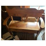 Wooden bench with cubbyhole
