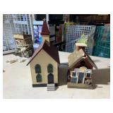 Plastic church and wooden bait shop
