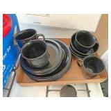 Black glass China set