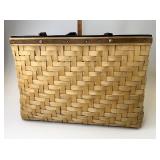 Large tote with stairstep weave and leather