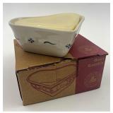 USA NIB Blue heart ramekin with new candle
