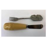 Butternut spreader and pewter appetizer fork