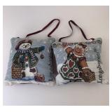 2 Door knob snow friend pillows
