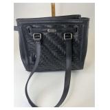 Black leather stairstep purse