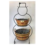 Large wrought iron snowman with popcorn and