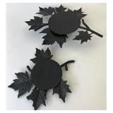 Wrought iron falling leaves candleholders