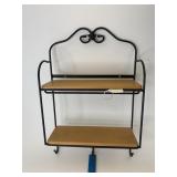 Wrought iron to tear wall shelf with woodcrafts