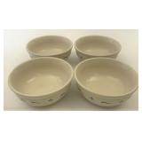 Set of four blue soup/salad bowls used condition