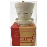 NIB USA Green flower pot and base