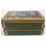 Basil chives parsley and thyme herb markers and