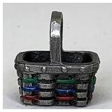 Miniature Pewter woven traditions spring basket