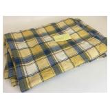 4x6 Yellow and blue plaid tablecloth has minor