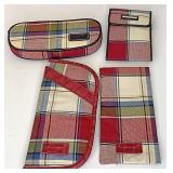 Four piece plaid accessory set