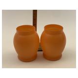 Set of 2 Orange vases with silly face