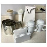 Salt and pepper shakers can opener and more
