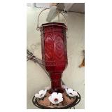 Glass hummingbird feeder