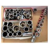 1/2" and 3/8 drive craftsman and more SAE sockets
