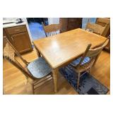 48 x 30 Oak table with four chairs w/ pads