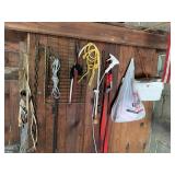 Contents of wall to include straps great rope and