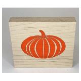 Wooden block pumpkin