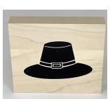 Wooden block pilgrim hat