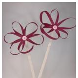 Set of 2 HoH Dark pink wood splint flowers