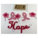 New pink ribbon tie on