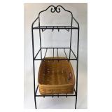 Wrought iron 3 bin with large bin basket