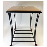 NIB Wrought iron side table with wood crafts top