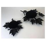 Wrought iron leaf candleholders