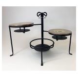 Wrought iron swivel caddy with two new wood