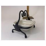 Miniature baking dish with wrought iron stand