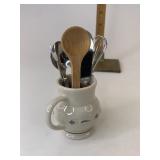 Miniature milk pitcher with utensils