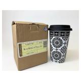 NIB Black medallion travel mug