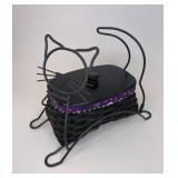 Black cat with liner lid and wrought iron stand