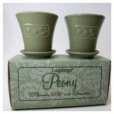NIB Peony flower pot and saucer
