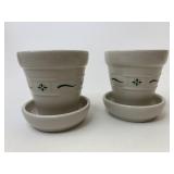 USA Green 4 inch flower pots and bases-used