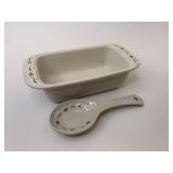 USA Green loaf dish and spoon rest used condition