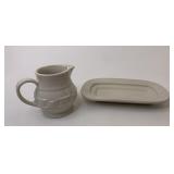 USA Ivory creamer and butter dish bottom-used