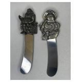 Pewter Santa and snowman spreaders
