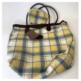 Large The Cornflower Plaid tote and zippered