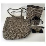Khaki check braided purse satchel and more