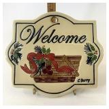 Christmas pottery welcome sign