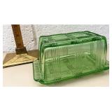 Green depression butter dish