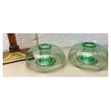 Green Cambridge candleholders