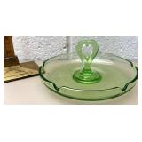 Green depression heart handle tray