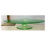 Green Cambridge glass cake plate