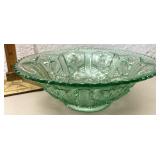 Green cut glass bowl