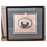 P Buckley Moss Framed Basket pals signed print