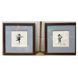 Pair of framed P Buckley Moss Amish boy prints